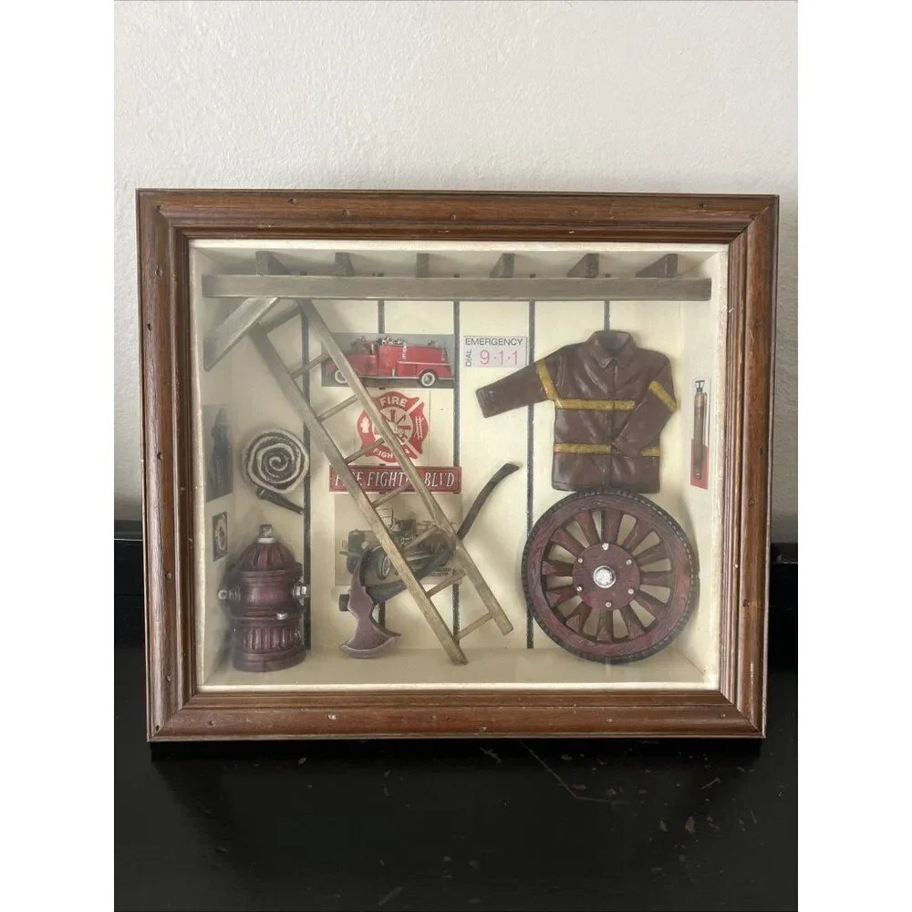 FIREMAN PLAQUE PICTURE SHADOW BOX